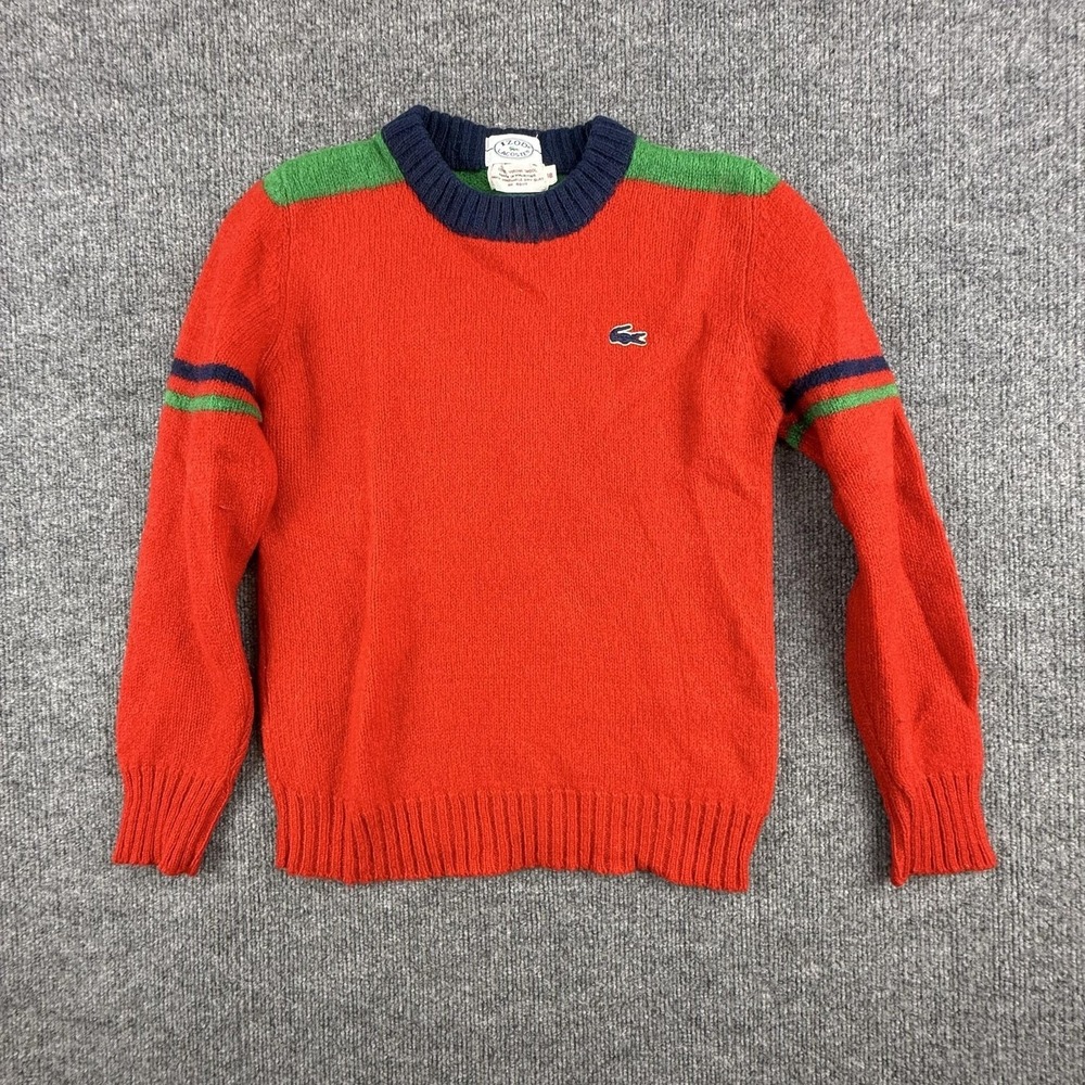 VTG Izod Lacoste Sweater Red Green Blue Colorblock Crew Neck Wool Pullover 18